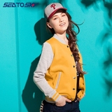 潮短外套韩版学院风春棒球服女 开衫seatosky棒球衫卫衣 长袖通勤