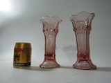 怀旧物品西洋古董 琉璃插花 玻璃老花瓶 茶色一对80后的回忆