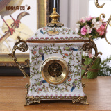 橡树庄园 欧式凡尔赛座钟表摆件 巴洛克古典陶瓷合金钟表软装饰品