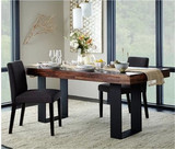 北欧美式乡村 复古实木餐桌椅组合 餐厅饭桌 铁艺餐桌 长方形餐桌