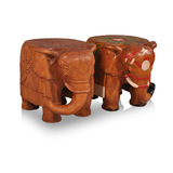 东南亚进口实木家居用品 泰国原木色复古大象凳换鞋凳子雕刻茶几