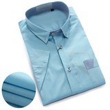品牌蓝色纯色剪标衬衫职业装上班应聘婚礼职业装韩版潮男夏季衬衣