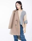 FINOA 新款压边设计韩版双排扣显瘦纯色夹棉加厚保暖羊毛呢外套女