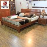 新中式实木床 1.8米橡木双人床现代卧室婚床榻榻米床红橡实木家具