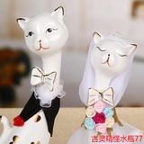 家居精装礼盒新婚情侣猫咪陶瓷摆件 创意结婚礼物装饰品工艺礼品