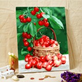 自油自画diy数字油画 客厅餐厅数码手绘手工填色水果装饰画 樱桃