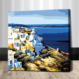 2015新款浪漫地中海DIY数字油画欧式风景装饰数码手绘画包邮40*40