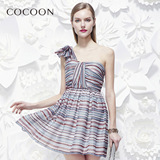 COCOON2016夏新款正品印花单肩抹胸式连衣裙332502047