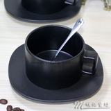 【天天特价】简约美式黑白陶瓷咖啡杯套装 复古高档哑光单品杯