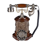 旋转拨盘仿古电话机中式实木座机古董电话机欧式家用高档复古电话