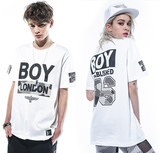 韩国代购BOY LONDON2016夏季短袖圆领字母纯棉T恤 经典男女情侣装