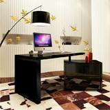 现代玻璃书桌 黑橡木简约转角办公桌组合烤漆电脑桌 老板必备特价