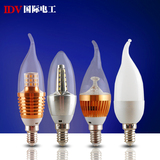 IDV国际电工led蜡烛灯泡e14小螺口水晶拉尾尖泡灯3W超亮节能光源