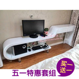 定制卧室电视柜白色烤漆弧形电视柜书桌组合梳妆台简约现代现货