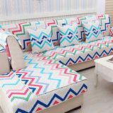 热卖北欧风格几何条纹沙发垫棉麻布艺老式组合美式沙发巾坐垫子夏