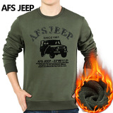 Afs Jeep/战地吉普2016新款男装T恤加绒加厚秋冬装长袖体恤衫男士