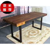 美式乡村复古做旧小型办公桌 简约现代实木长条桌 创意铁艺会议桌