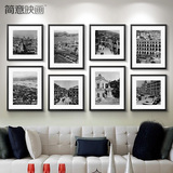 黑白老照片装饰画复古怀旧有框画老上海挂画咖啡酒吧照相片墙壁画
