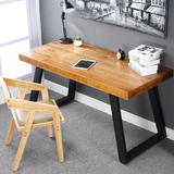 美式铁艺家用书法桌仿古简易松木书桌电脑桌简约写字桌工作台实木