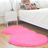 丝毛床边地毯卧室心形婚庆地毯 儿童房间可爱床前满铺地毯可水洗