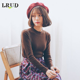 LRUD2016秋冬新款韩版修身套头半高领毛衣女长袖短款打底针织衫