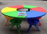 幼儿园专用课桌椅 圆形宝贝6片拼搭桌 塑料游戏宝贝桌椅 儿童桌子