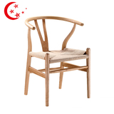 实木Y椅子 水曲柳休闲餐椅圈椅简约叉骨椅现代书房靠背扶手椅