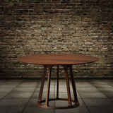 进口老榆木北欧家具餐桌现代简约实木餐桌小圆桌小户型圆形小餐桌