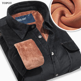 TOPOT 2015冬季男装灯芯条绒衬衣 加绒加厚休闲保暖男士长袖衬衫