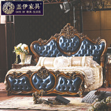 别墅专供 美式床全实木床豪华欧式床真皮床奢华宫廷床双人床家具