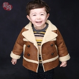 童装小儿童皮衣韩版2男童羊羔绒外套3秋冬装宝宝加厚夹克0-1岁潮