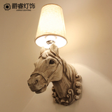 美式马头壁灯复古简约个性创意壁灯客厅卧室工作室装饰挂件灯具