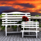 阳台桌椅实木简约创意户外家具休闲椅子客厅庭院花园白色靠背长椅