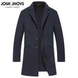 JOUK JNOVS韩版中长款修身立领双面羊绒羊毛大衣 男装秋冬外套