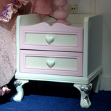 粉红色床头柜灯柜女孩房间卧室标居家具储物柜公主房床头柜新款
