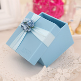 花半里 欧式树脂喜糖盒创意结婚用品婚庆天蓝色糖果盒子个性定制