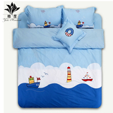 雅度儿童学生全棉四件套动漫卡通3d绣花被套单人床上用品床单特价
