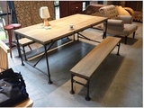 美式鼎鼎餐桌 LOFT工业风格家具 工作桌 会议桌复古铁艺实木餐桌