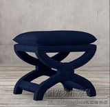 实木脚凳梳妆凳软包换鞋凳美式简约小方凳凳现代棉麻布艺沙发凳