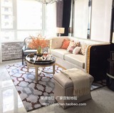 聚源地毯 灰色咖啡色新古典后现代中式客厅卧室样板房地毯定制