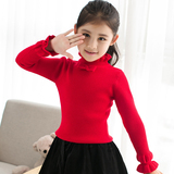 童装秋季女童毛衣套头加厚女孩高领针织衫纯色百搭韩版儿童打底衫