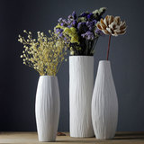 粗陶白瓷干花满天星花瓶简约现代白色插花家居客厅陶瓷摆件小花器