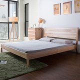 水曲柳全实木床1.5米1.8床现代简约日式北欧风格原木双人床
