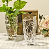 创意简约高档爱心 水晶玻璃斜口花瓶 透明水培花器 插花花艺摆件