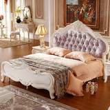 欧式实木床1.8米双人床白色雕花布艺公主床婚床样板房橡木床