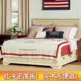 白色实木床双人床储物高箱床1.35 1.5 1.8米地中海风格婚床定制