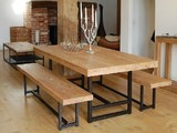 美式乡村防锈复古做旧铁艺实木桌椅咖啡厅简约桌椅长方形餐桌餐椅