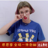 韩国ulzzang学院风卡通可爱辛普森印花宽松短袖T恤女  2016年夏季