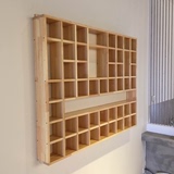 定制 实木搁板壁挂置物架 茶壶展示架 小饰品创意格子架储物柜