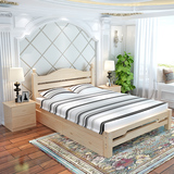 硬板床单人床欧式床1.8 1.2 1.5米双人床实木床白色松木床公主床